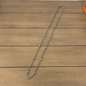 Elegant Silver Necklace with Green and Blue Accents